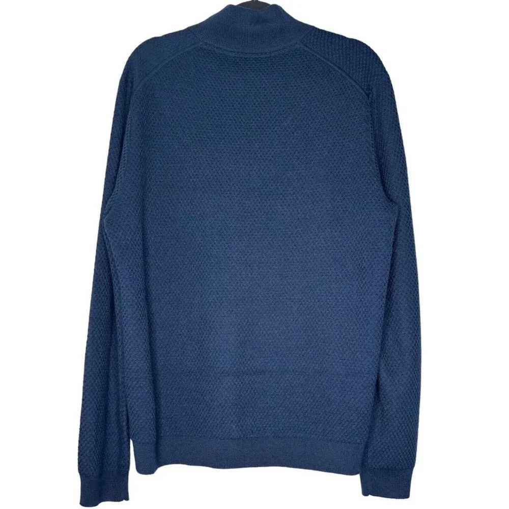 Ted Baker Blue Wool Blend Sweater (Men’s XL/XXL) Tunnel 1/4 Zip Slim Fit